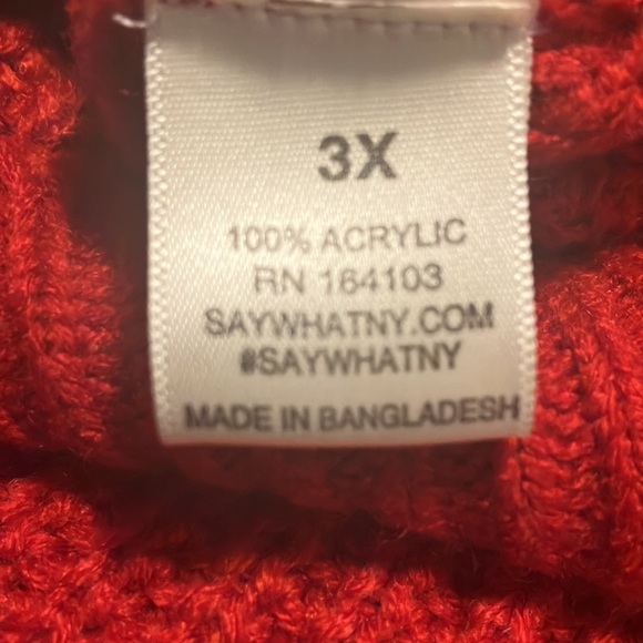 Cozy Red Knitted Sweater-size 3X made by “Questions?” - Picture 3 of 5